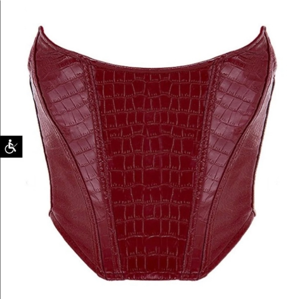 Oxblood crocodile bustier.